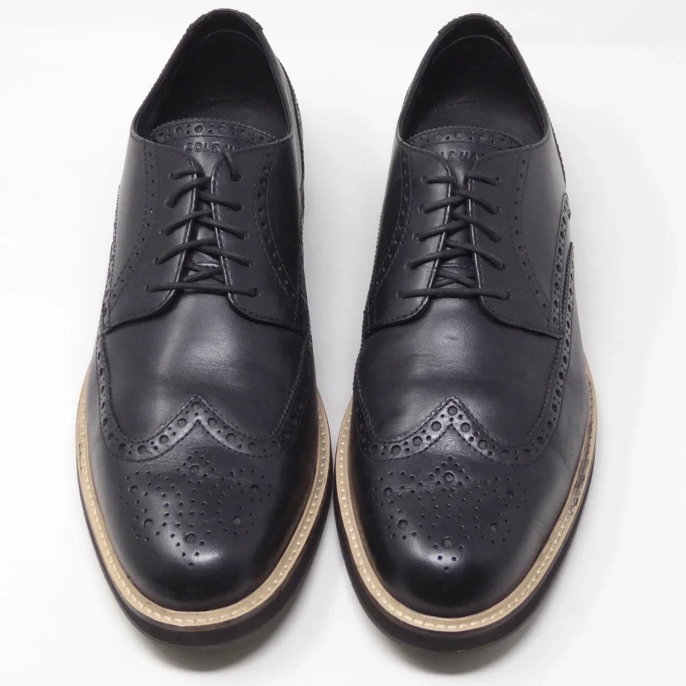 Cole Haan Mens Morse Grand Wingtip Oxfords Shoes Black Leather C41604 13 M